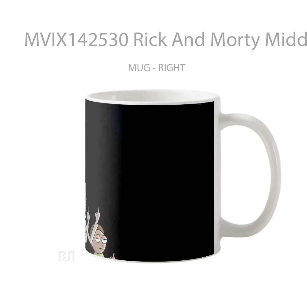 Mug Rick And Morty Middle Finger Gelas Keramik Unik - All-side / Desain