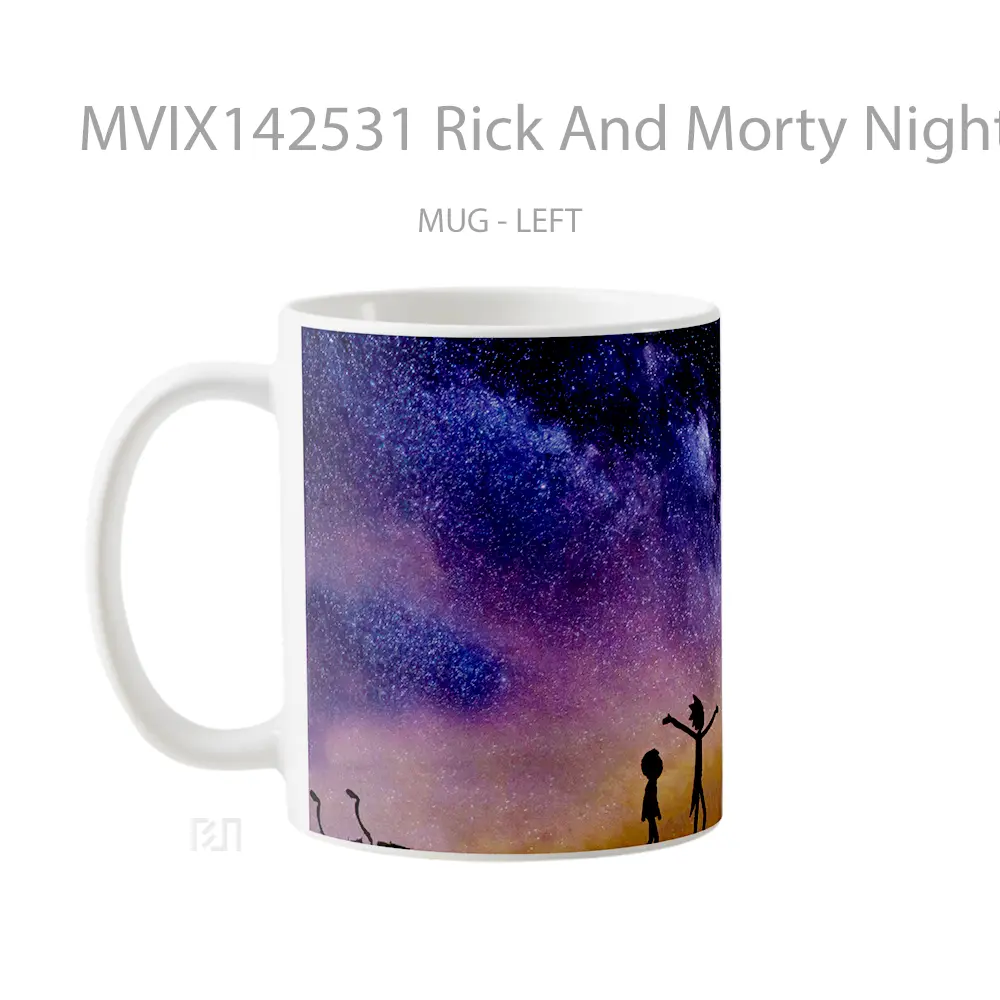 Mug Rick And Morty Night Stars Scenery Gelas Keramik Unik - All-side / Desain