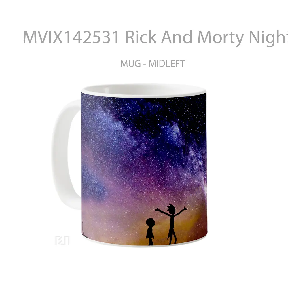 Mug Rick And Morty Night Stars Scenery Gelas Keramik Unik - All-side / Desain