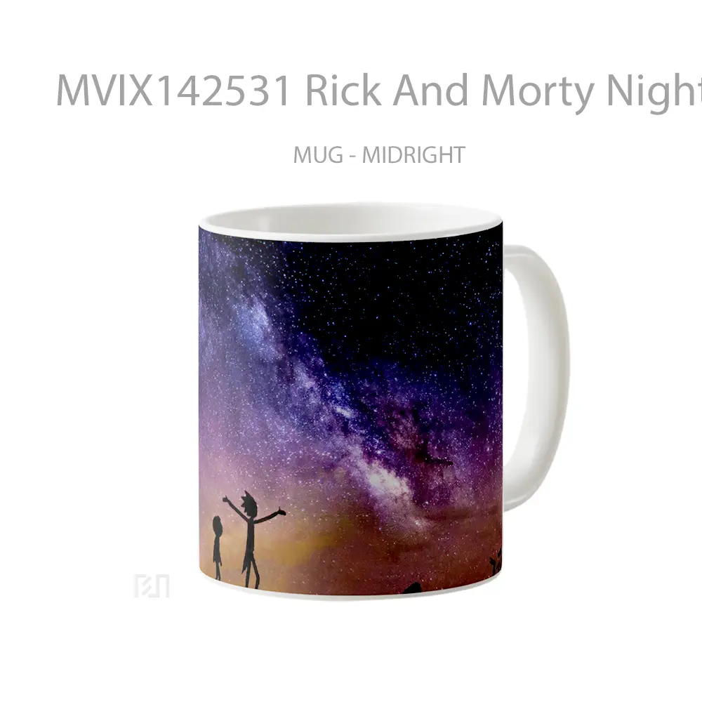 Mug Rick And Morty Night Stars Scenery Gelas Keramik Unik - All-side / Desain