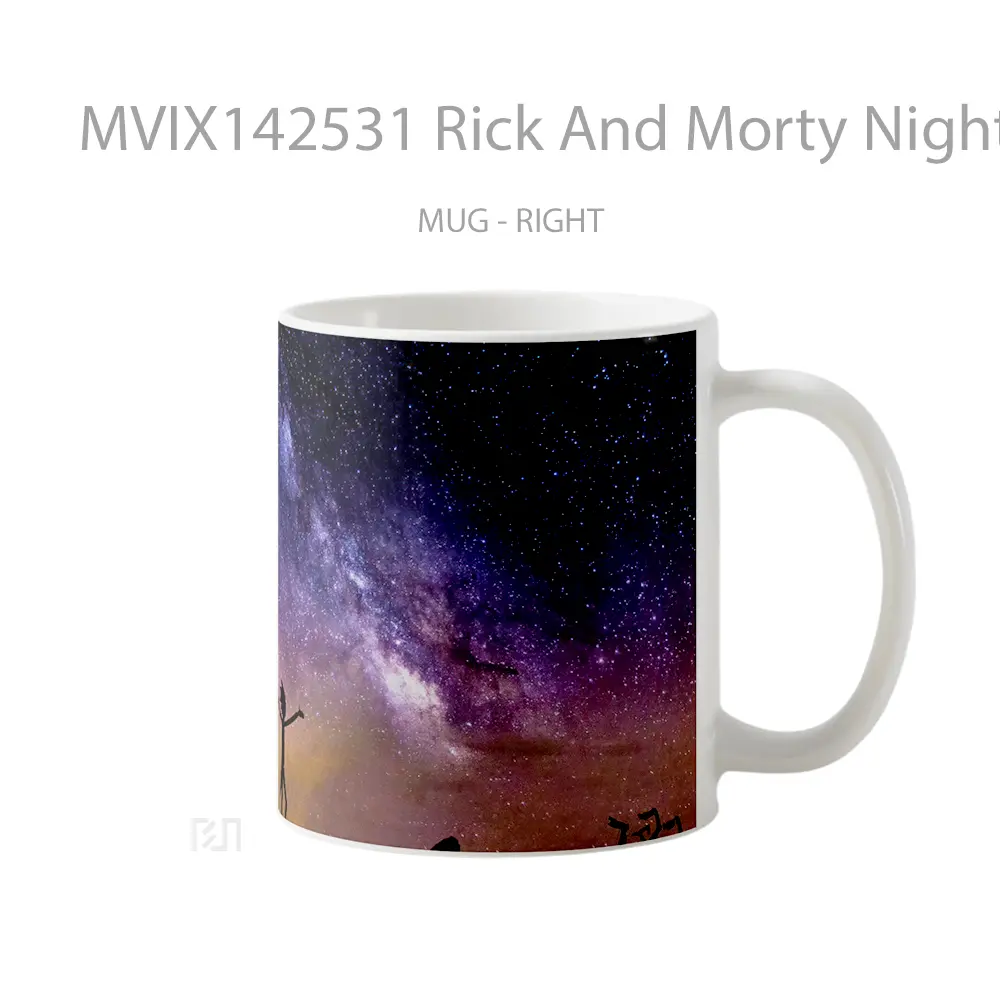 Mug Rick And Morty Night Stars Scenery Gelas Keramik Unik - All-side / Desain