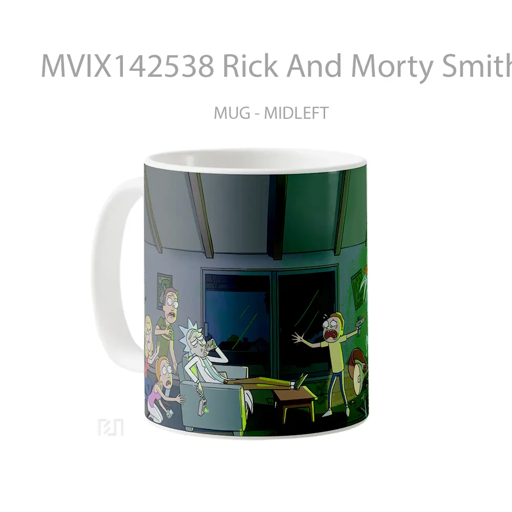 Mug Rick And Morty Smith Family Portal Monster Gelas Keramik Unik - All-side / Desain