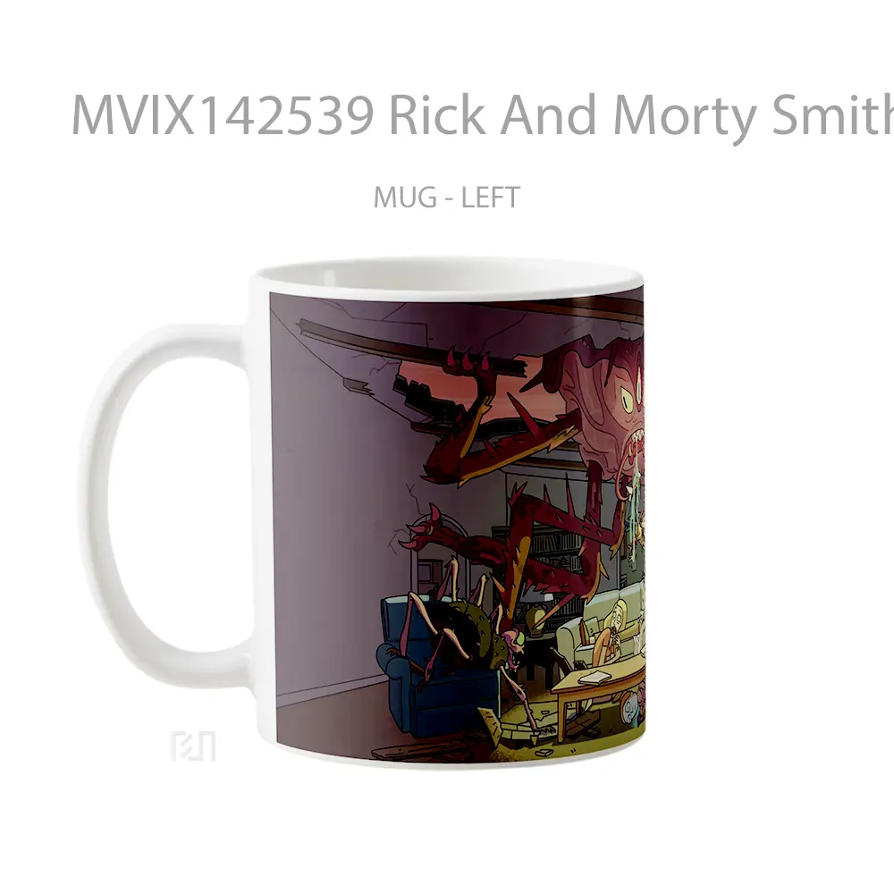 Mug Rick And Morty Smith Family Vs Monsters Gelas Keramik Unik - All-side / Desain