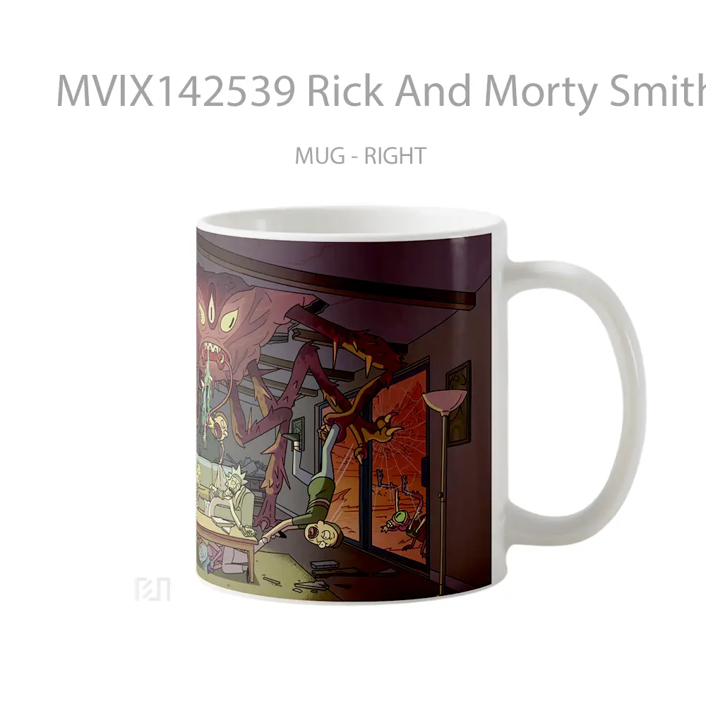 Mug Rick And Morty Smith Family Vs Monsters Gelas Keramik Unik - All-side / Desain