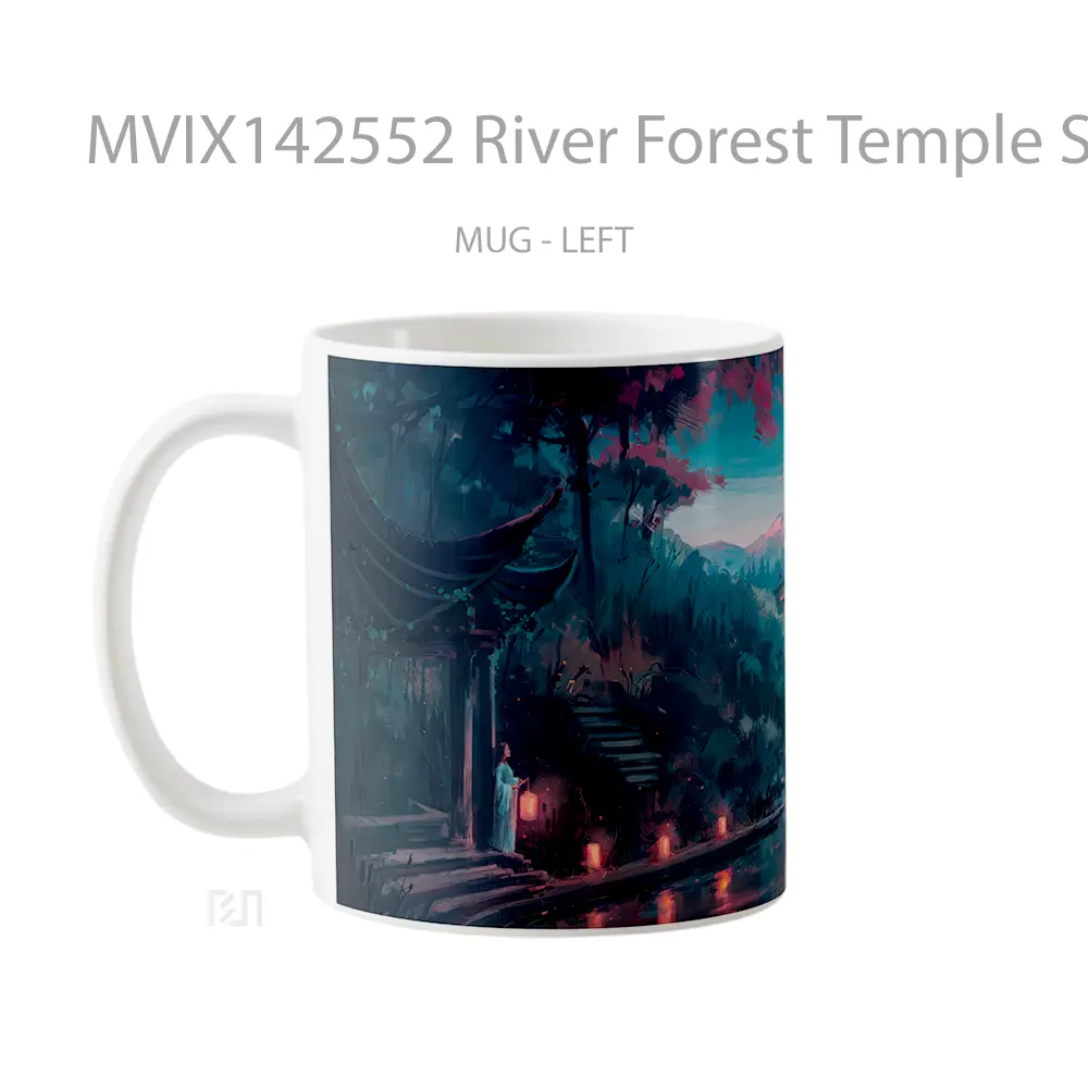Mug River Forest Temple Scenery Digital Ar Gelas Pemandangan Alam - All-side / Desain
