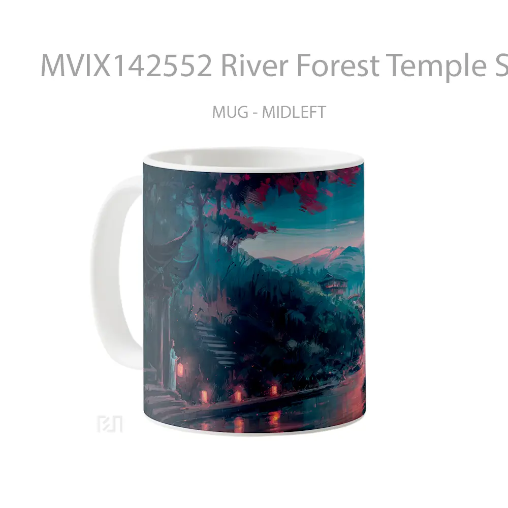 Mug River Forest Temple Scenery Digital Ar Gelas Pemandangan Alam - All-side / Desain