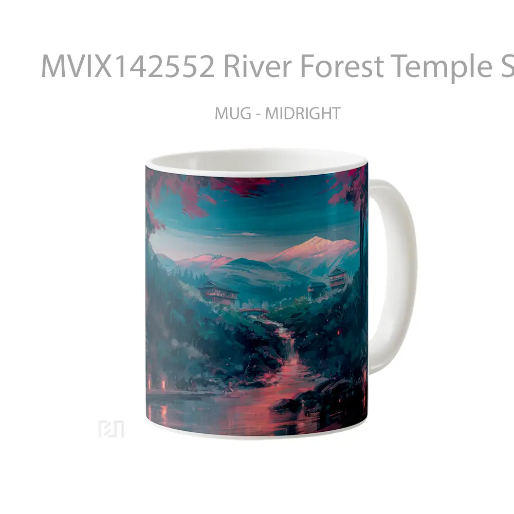 Mug River Forest Temple Scenery Digital Ar Gelas Pemandangan Alam - All-side / Desain