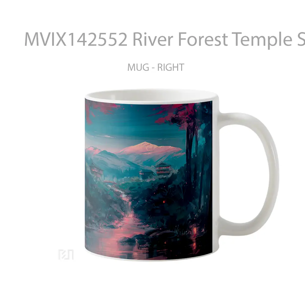 Mug River Forest Temple Scenery Digital Ar Gelas Pemandangan Alam - All-side / Desain