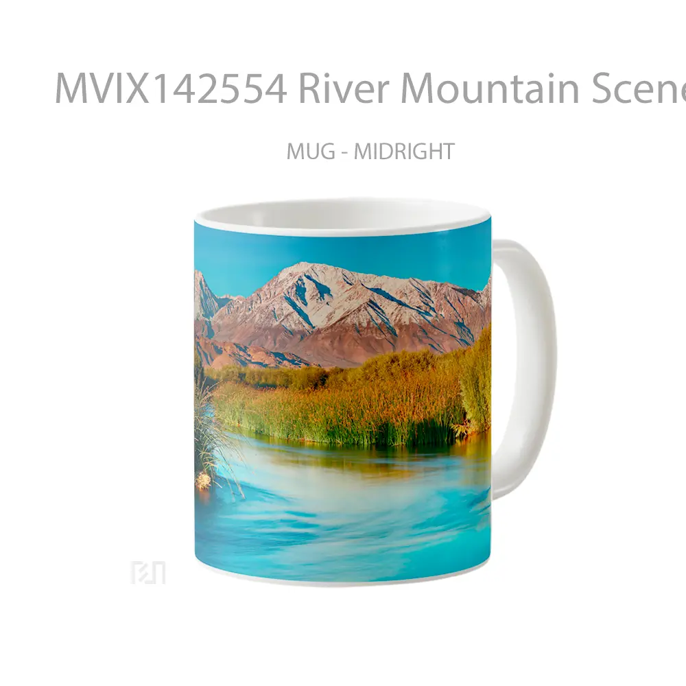 Mug River Mountain Scenery Gelas Pemandangan Alam - All-side / Desain