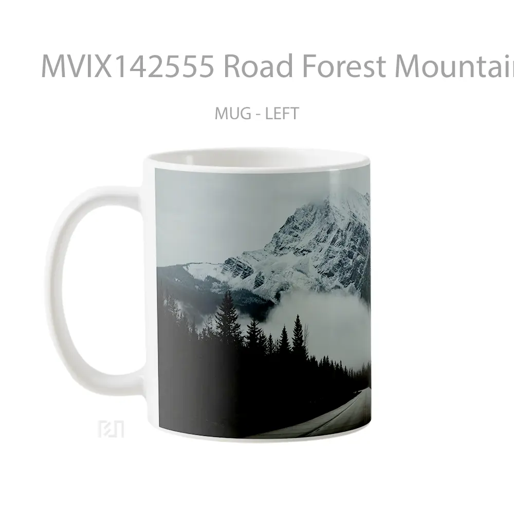 Mug Road Forest Mountain Fog Scenery Gelas Pemandangan Alam - All-side / Desain