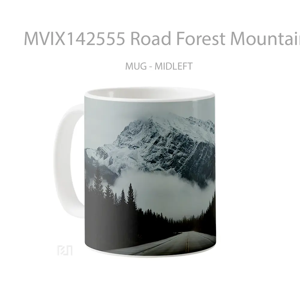 Mug Road Forest Mountain Fog Scenery Gelas Pemandangan Alam - All-side / Desain