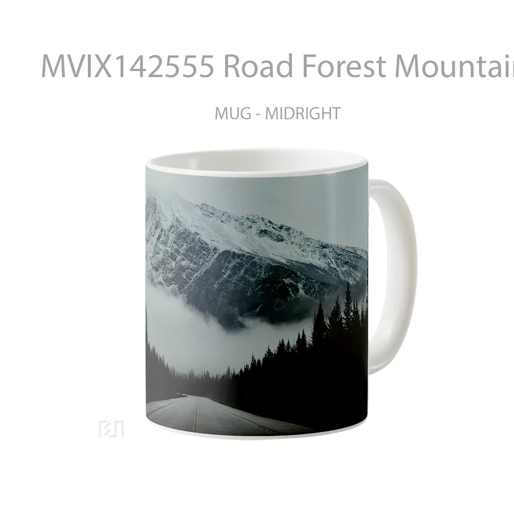 Mug Road Forest Mountain Fog Scenery Gelas Pemandangan Alam - All-side / Desain