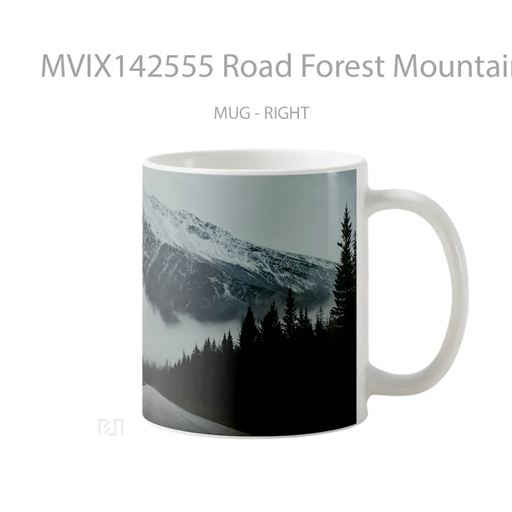 Mug Road Forest Mountain Fog Scenery Gelas Pemandangan Alam - All-side / Desain