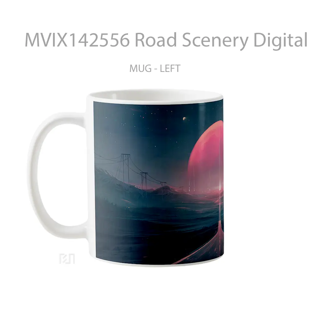 Mug Road Scenery Digital Art Gelas Keramik Unik - All-side / Desain