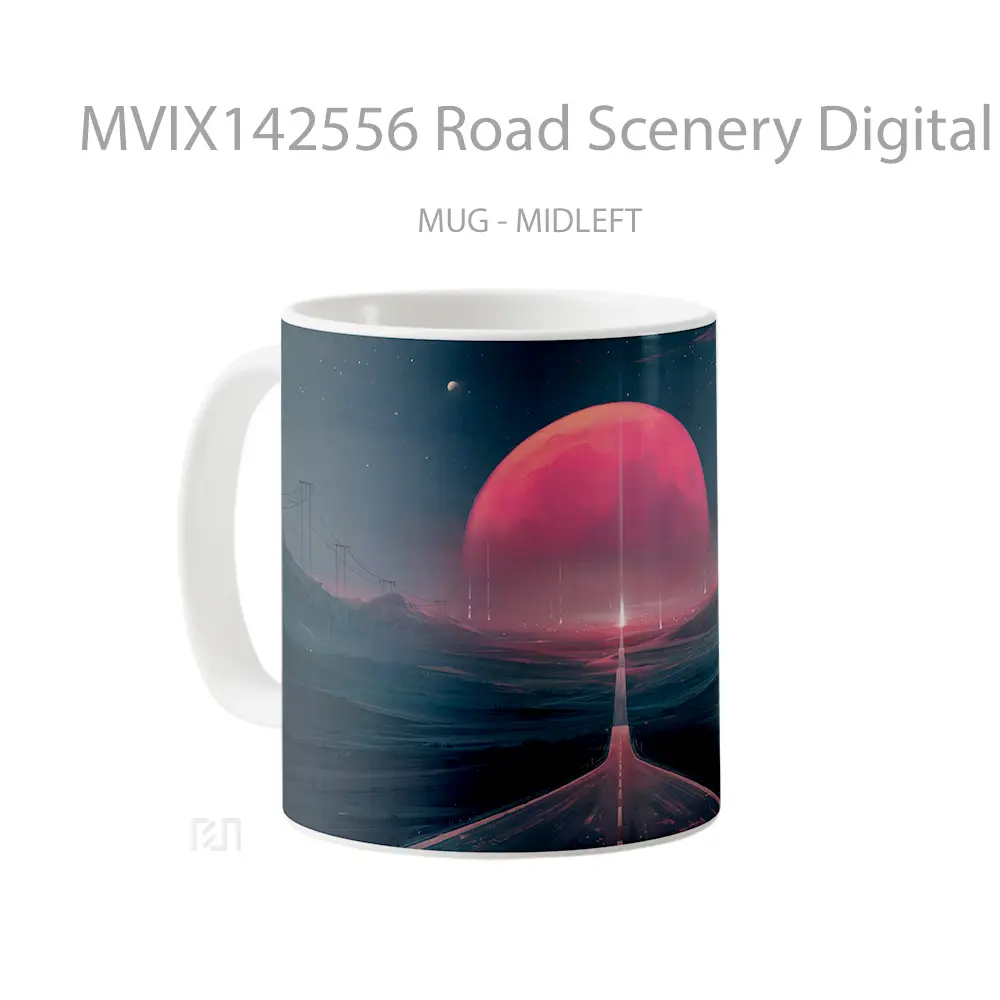 Mug Road Scenery Digital Art Gelas Keramik Unik - All-side / Desain