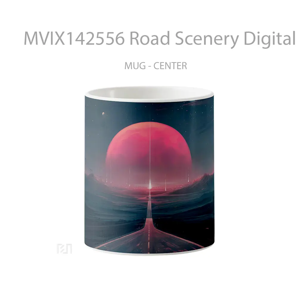 Mug Keramik Premium SNI - Mug Road Scenery Digital Art Gelas Keramik Unik