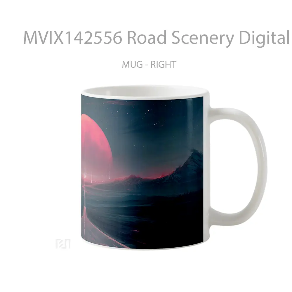 Mug Road Scenery Digital Art Gelas Keramik Unik - All-side / Desain