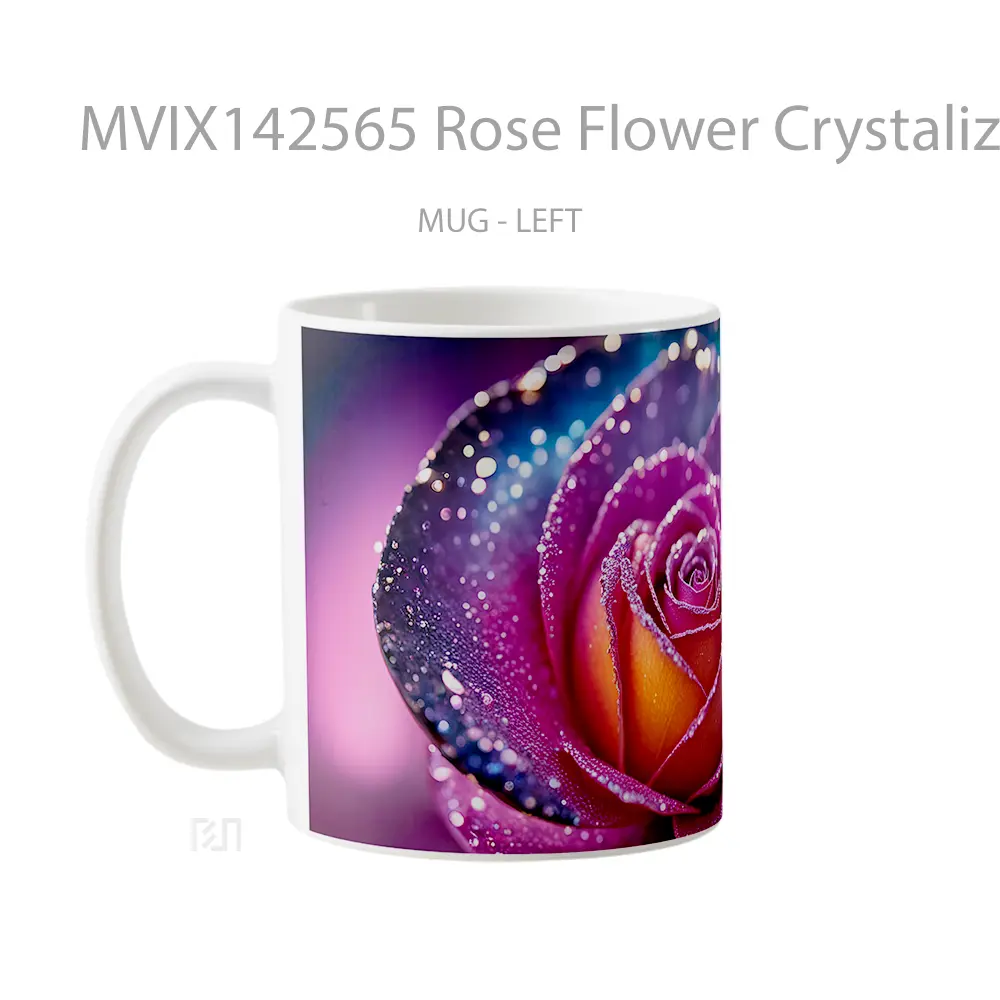 Mug Rose Flower Crystalize Digital Art Gelas Keramik Unik - All-side / Desain