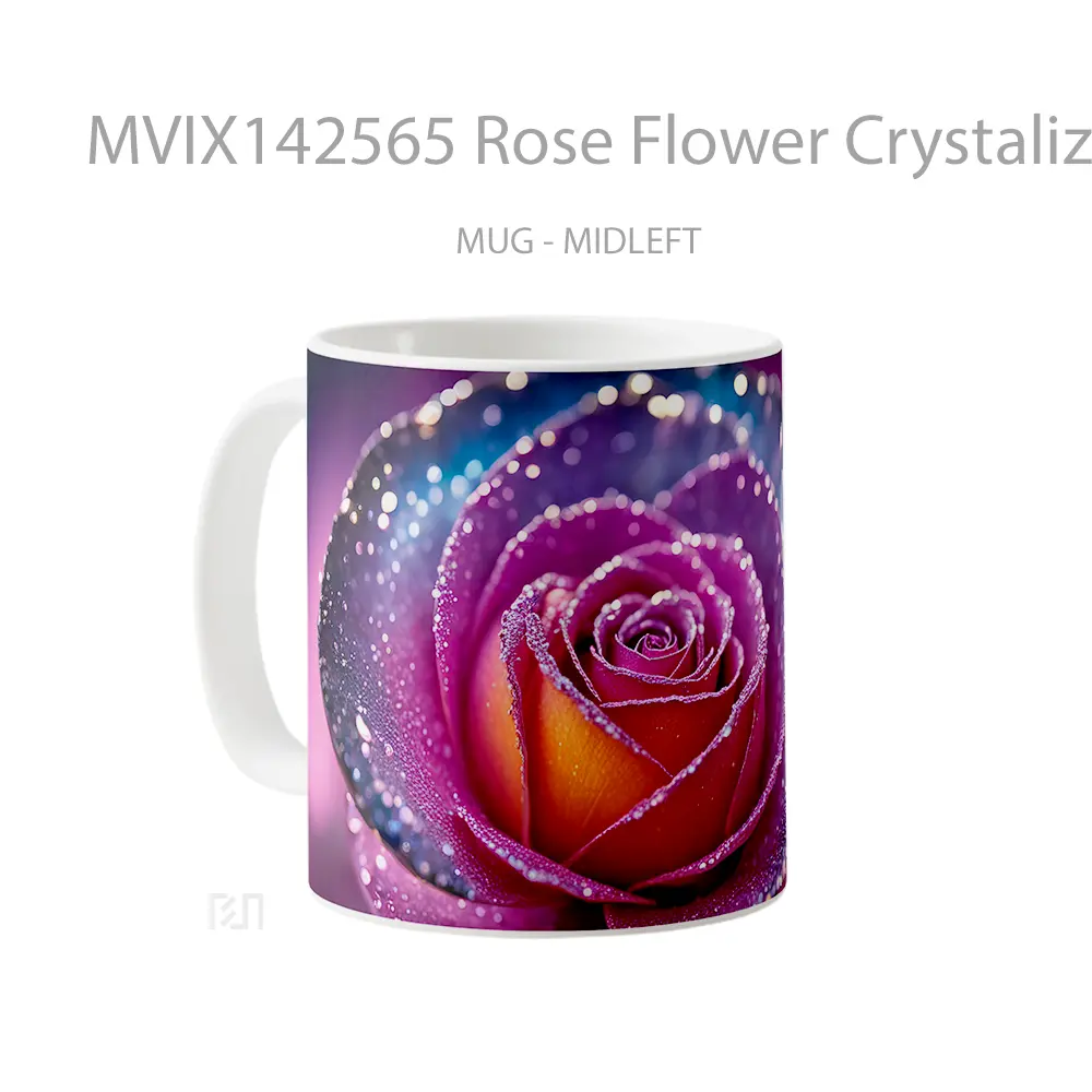 Mug Rose Flower Crystalize Digital Art Gelas Keramik Unik - All-side / Desain