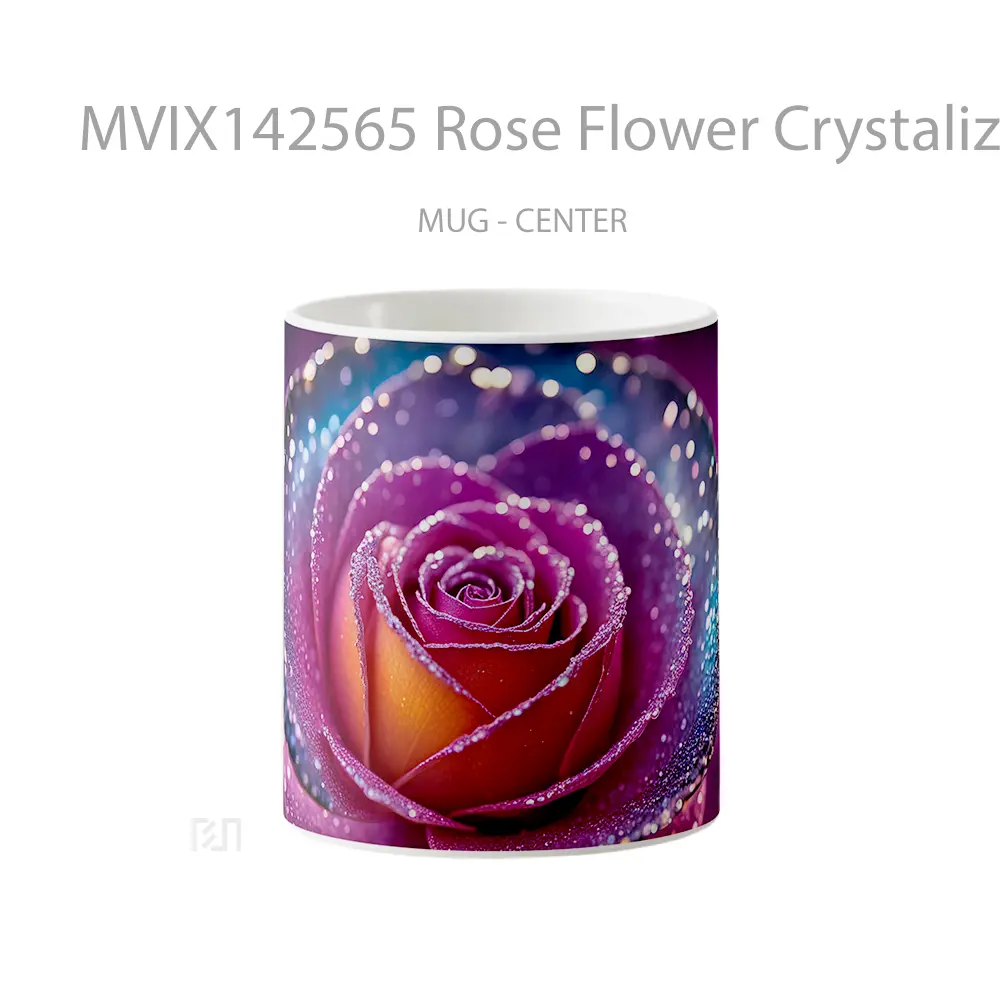 Mug Rose Flower Crystalize Digital Art Gelas Keramik Unik