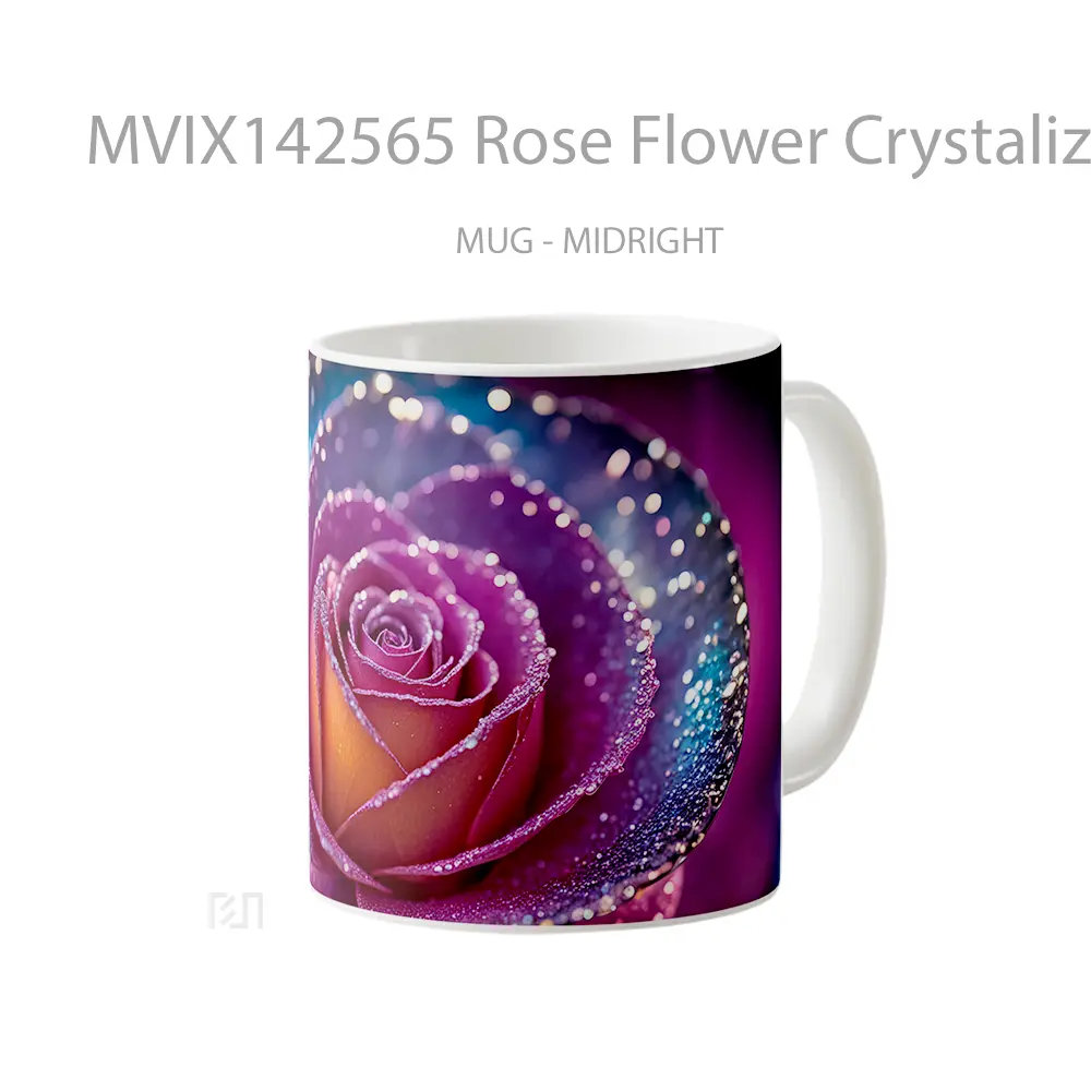 Mug Rose Flower Crystalize Digital Art Gelas Keramik Unik - All-side / Desain