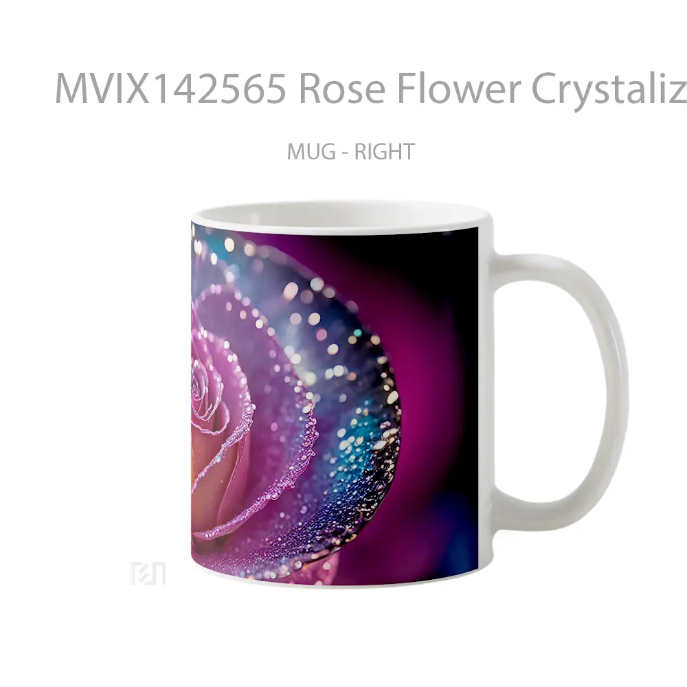 Mug Rose Flower Crystalize Digital Art Gelas Keramik Unik - All-side / Desain