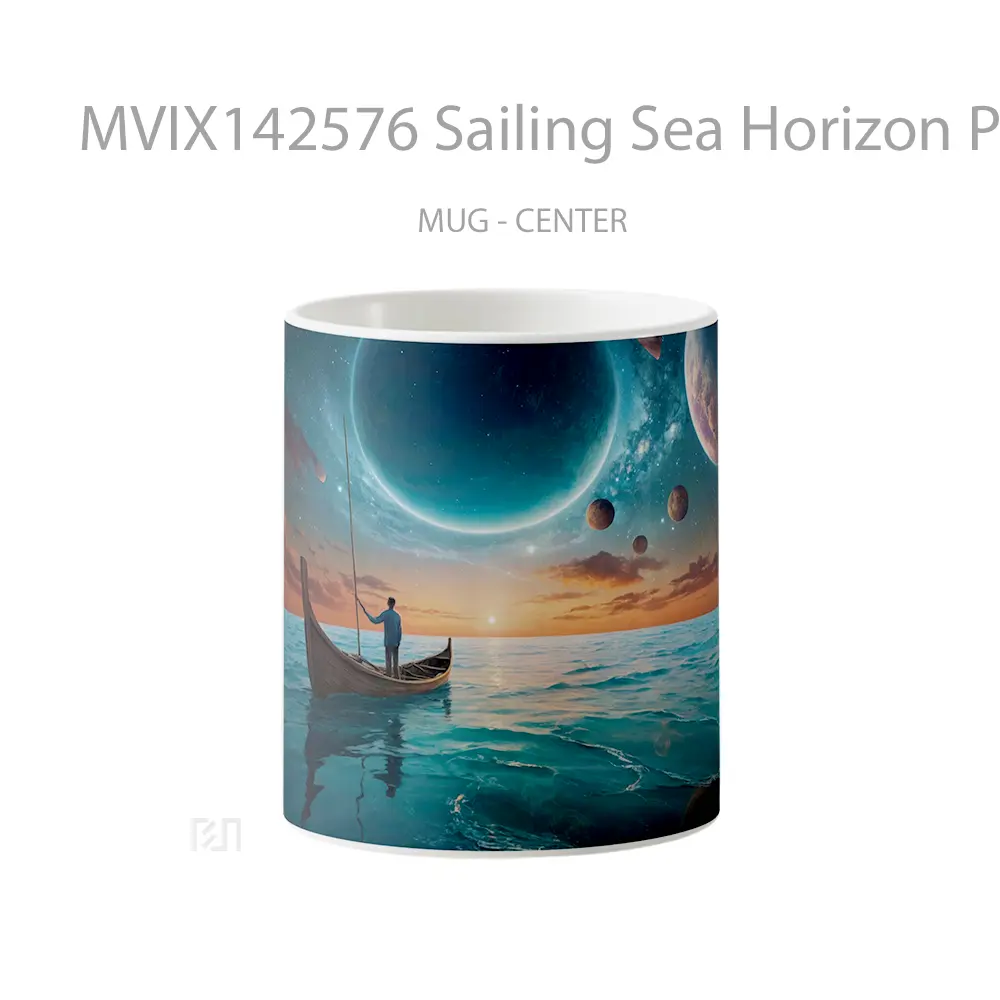 Mug Sailing Sea Horizon Planet Fantasy Gelas Pemandangan Alam