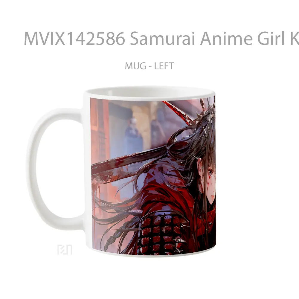 Mug Samurai Anime Girl Katana Armo Cangkir Anime - All-side / Desain