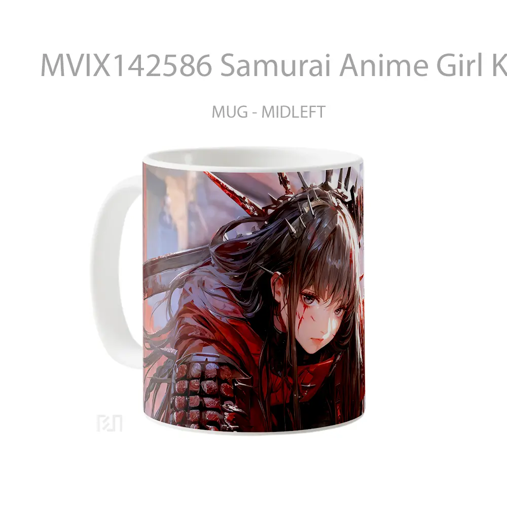 Mug Samurai Anime Girl Katana Armo Cangkir Anime - All-side / Desain