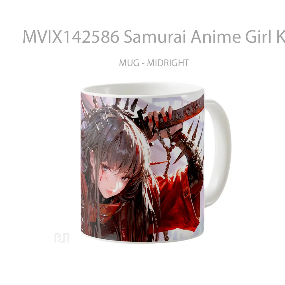 Mug Samurai Anime Girl Katana Armo Cangkir Anime - All-side / Desain