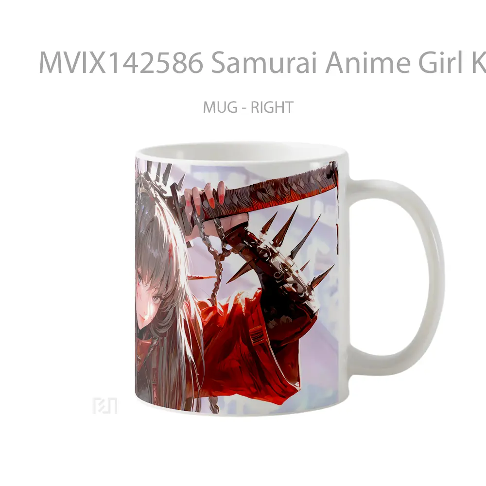 Mug Samurai Anime Girl Katana Armo Cangkir Anime - All-side / Desain