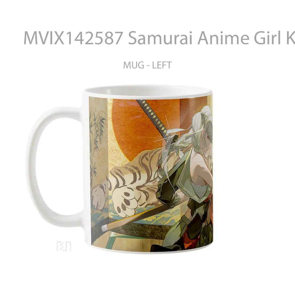 Mug Samurai Anime Girl Katana Cangkir Anime - All-side / Desain