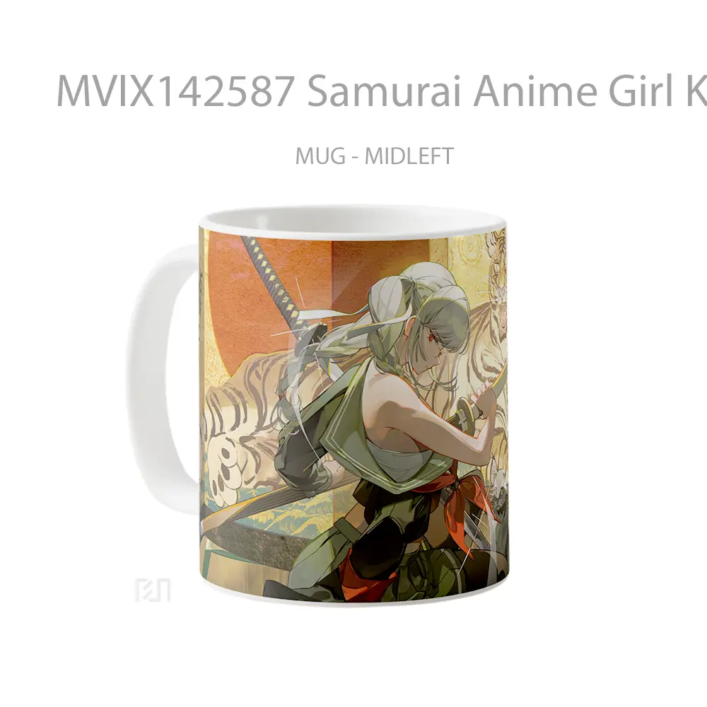 Mug Samurai Anime Girl Katana Cangkir Anime - All-side / Desain