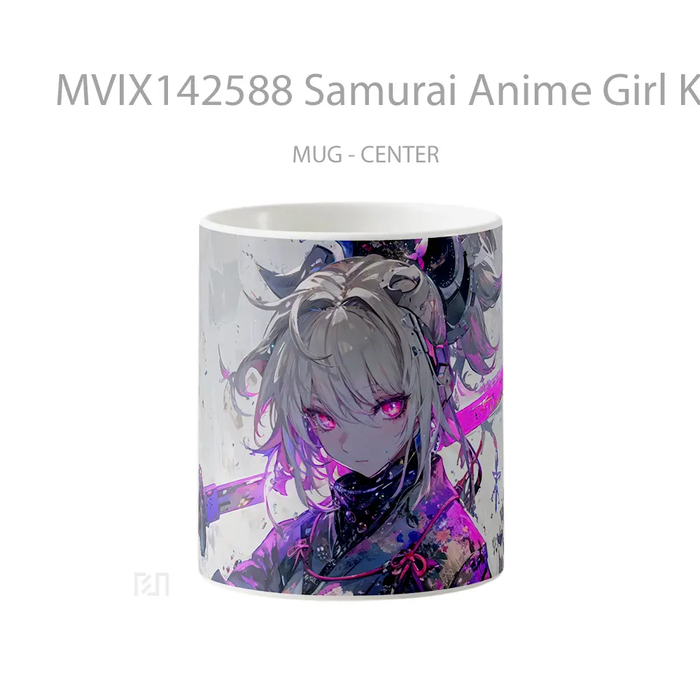 Mug Samurai Anime Girl Katana Kimono Sci Fi Cangkir Anime