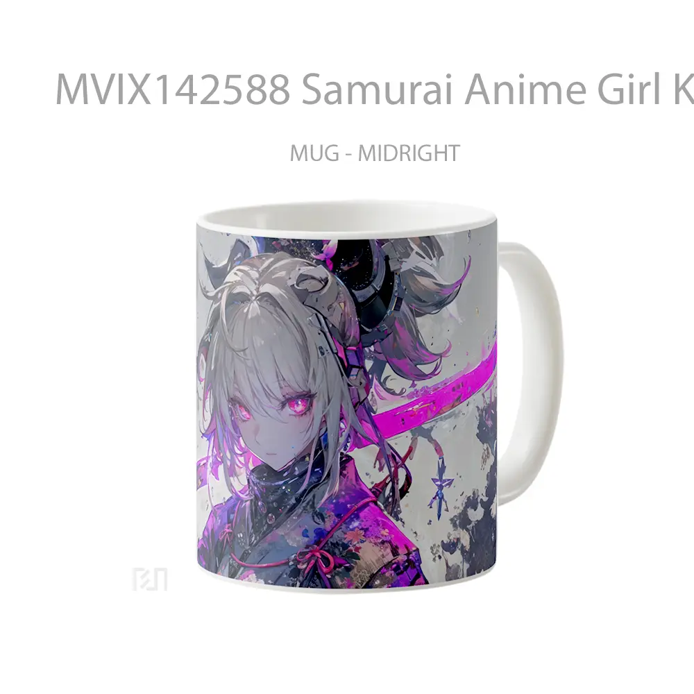 Mug Samurai Anime Girl Katana Kimono Sci Fi Cangkir Anime - All-side / Desain