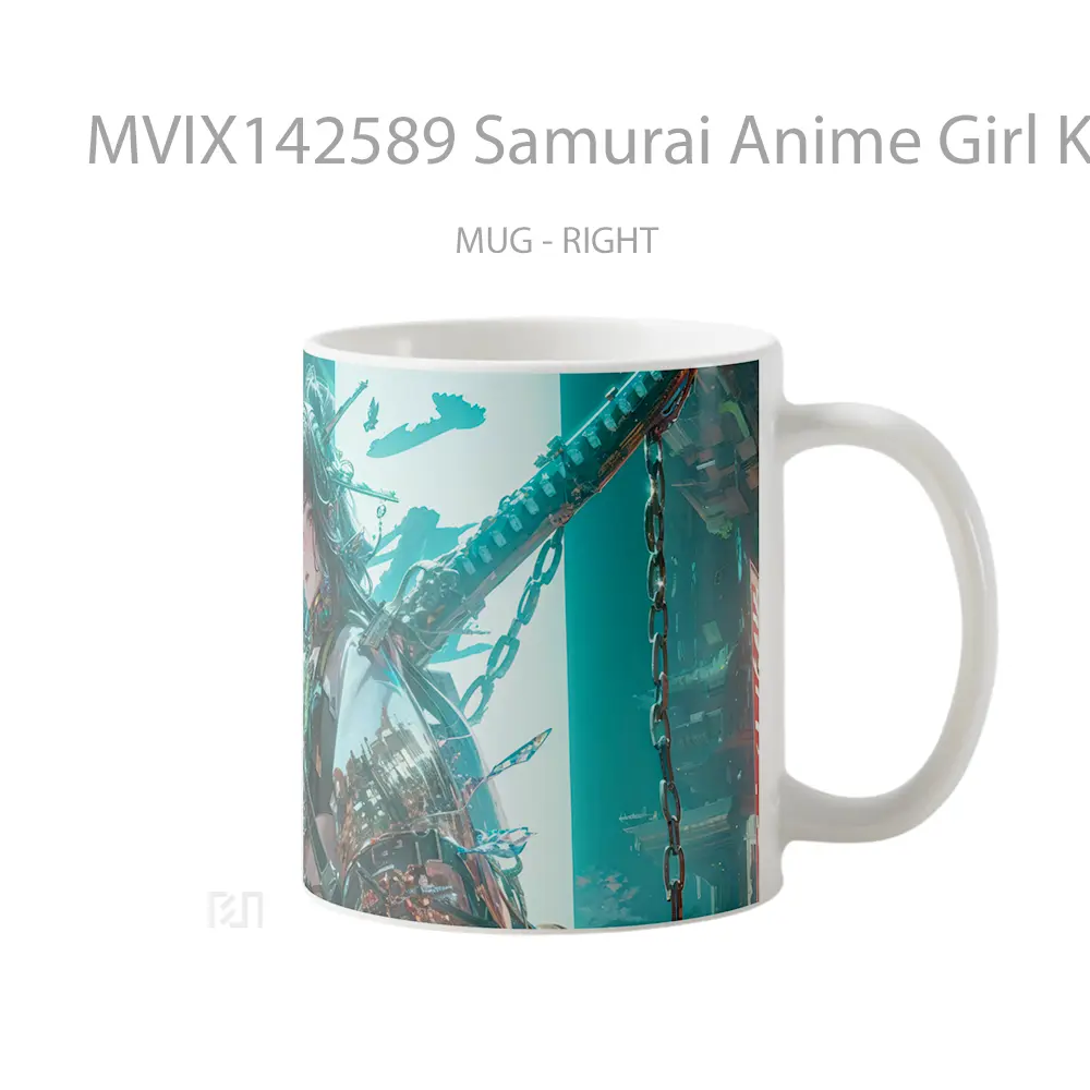 Mug Samurai Anime Girl Katana Sci Fi Cangkir Anime - All-side / Desain