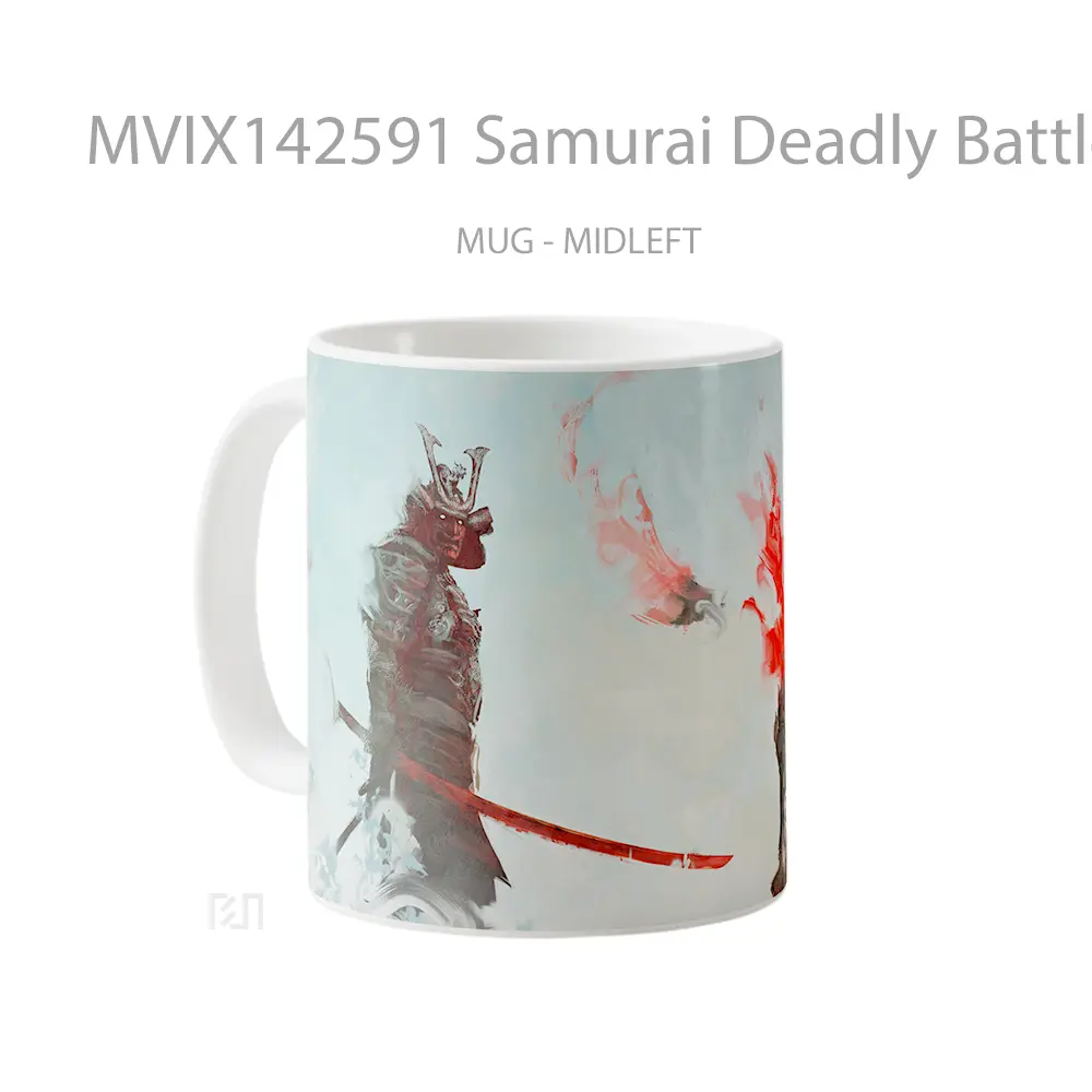 Mug Samurai Deadly Battle Digital Ar Gelas Keramik Unik - All-side / Desain