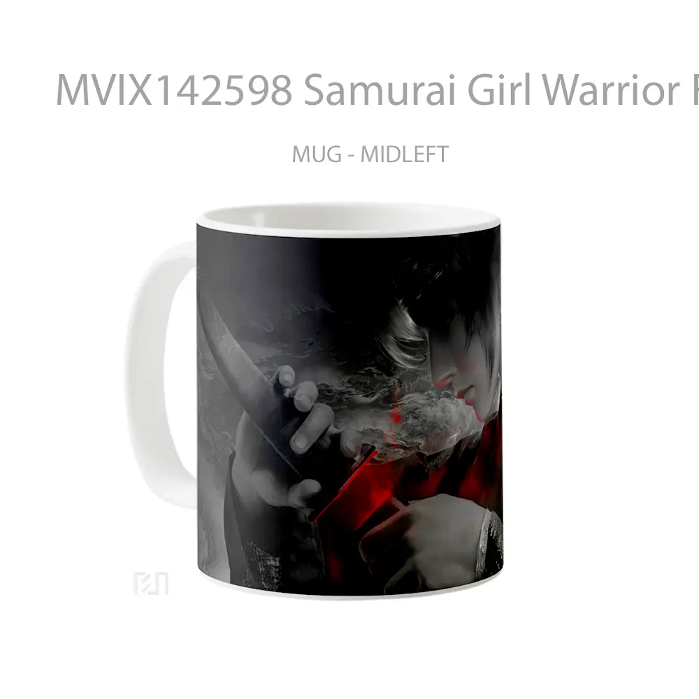 Mug Samurai Girl Warrior Fantas Gelas Keramik Unik - All-side / Desain