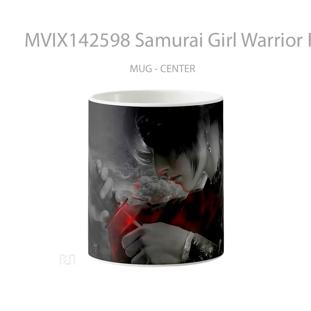 Mug Samurai Girl Warrior Fantas Gelas Keramik Unik