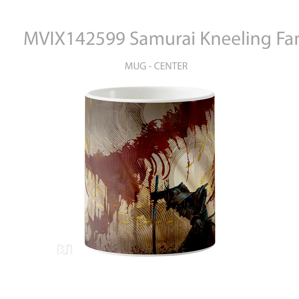 Mug Samurai Kneeling Fantasy Art Gelas Keramik Unik