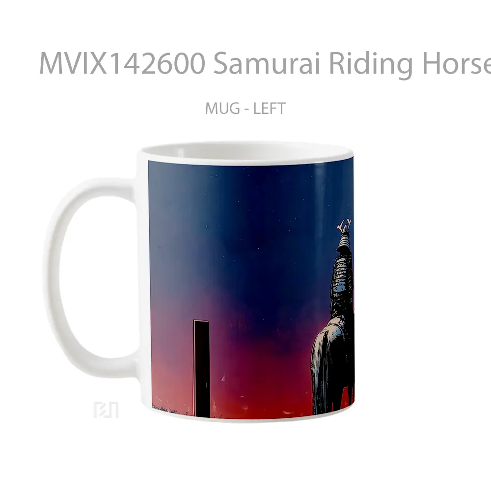 Mug Samurai Riding Horse Fantasy Gelas Keramik Unik - All-side / Desain