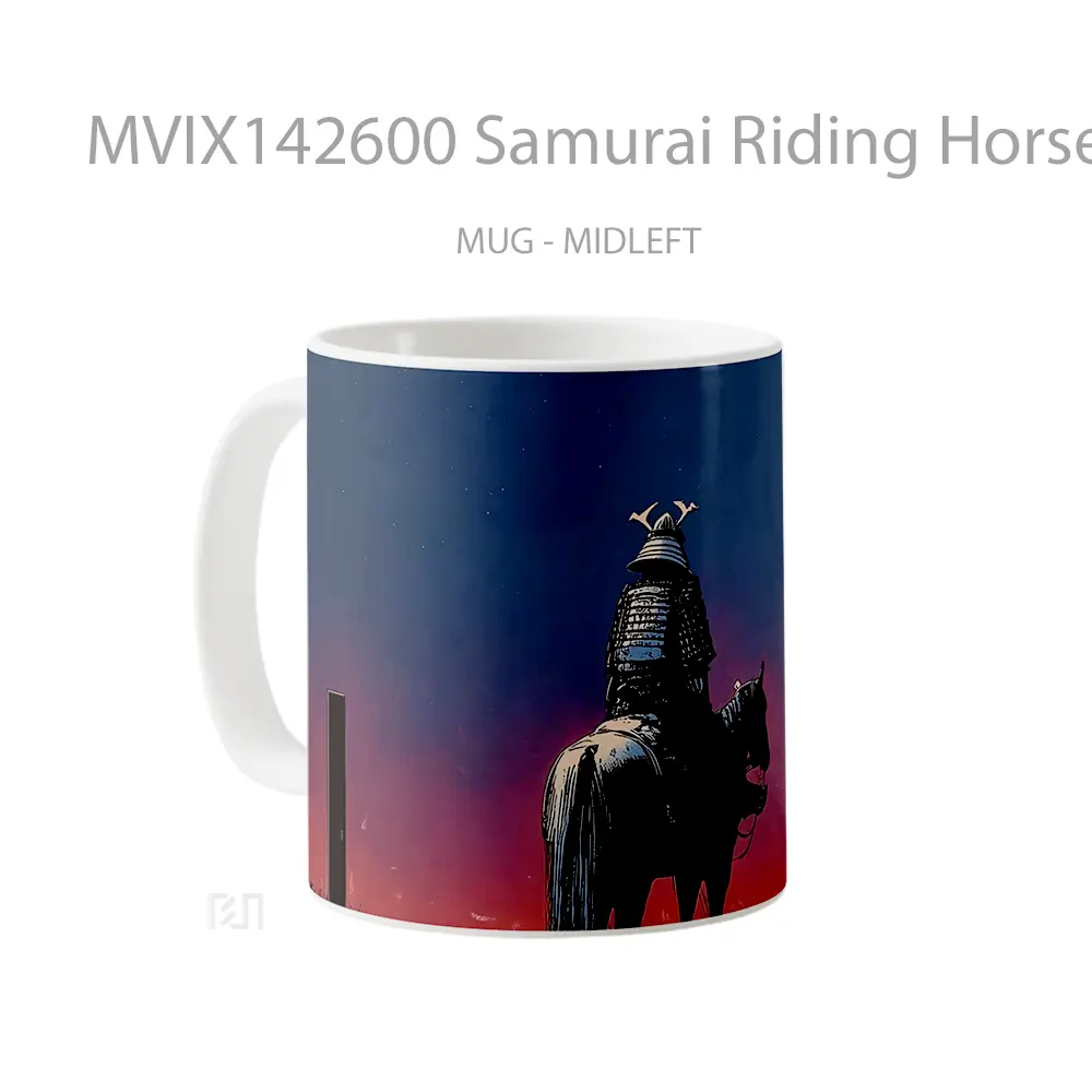 Mug Samurai Riding Horse Fantasy Gelas Keramik Unik - All-side / Desain