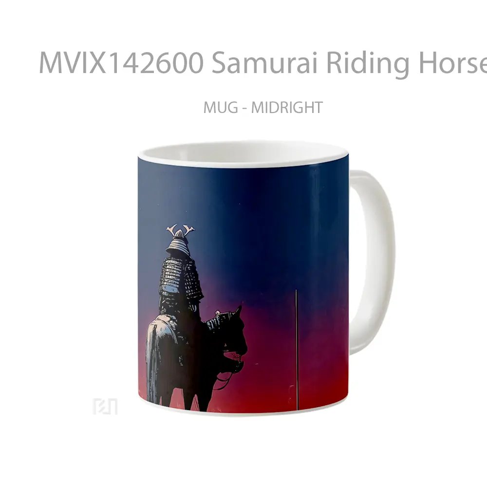 Mug Samurai Riding Horse Fantasy Gelas Keramik Unik - All-side / Desain