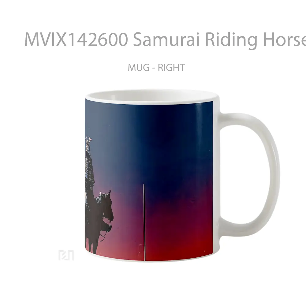 Mug Samurai Riding Horse Fantasy Gelas Keramik Unik - All-side / Desain