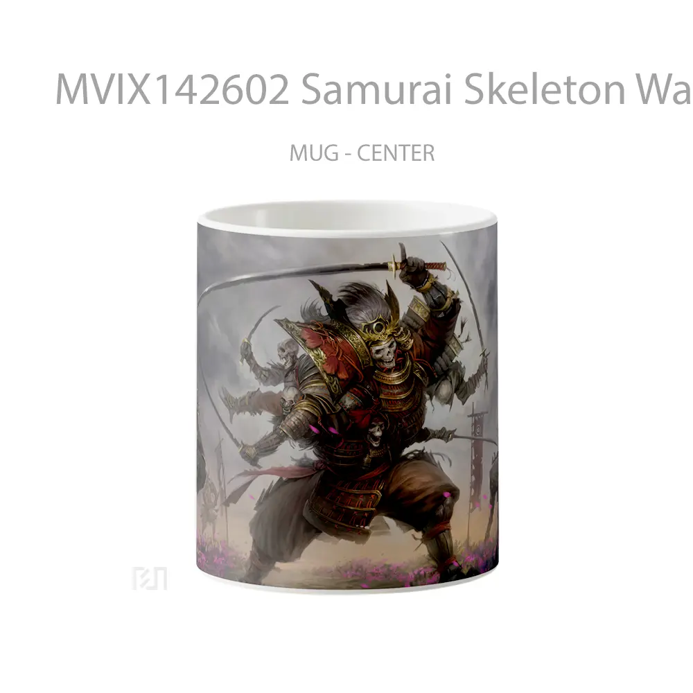 Mug Samurai Skeleton Warrior Fantasy Battle Gelas Keramik Unik