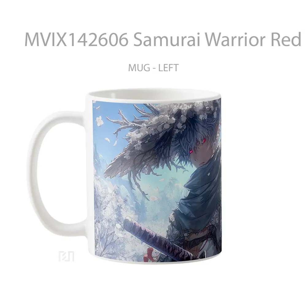 Mug Samurai Warrior Red Eyes Fantasy Gelas Keramik Unik - All-side / Desain