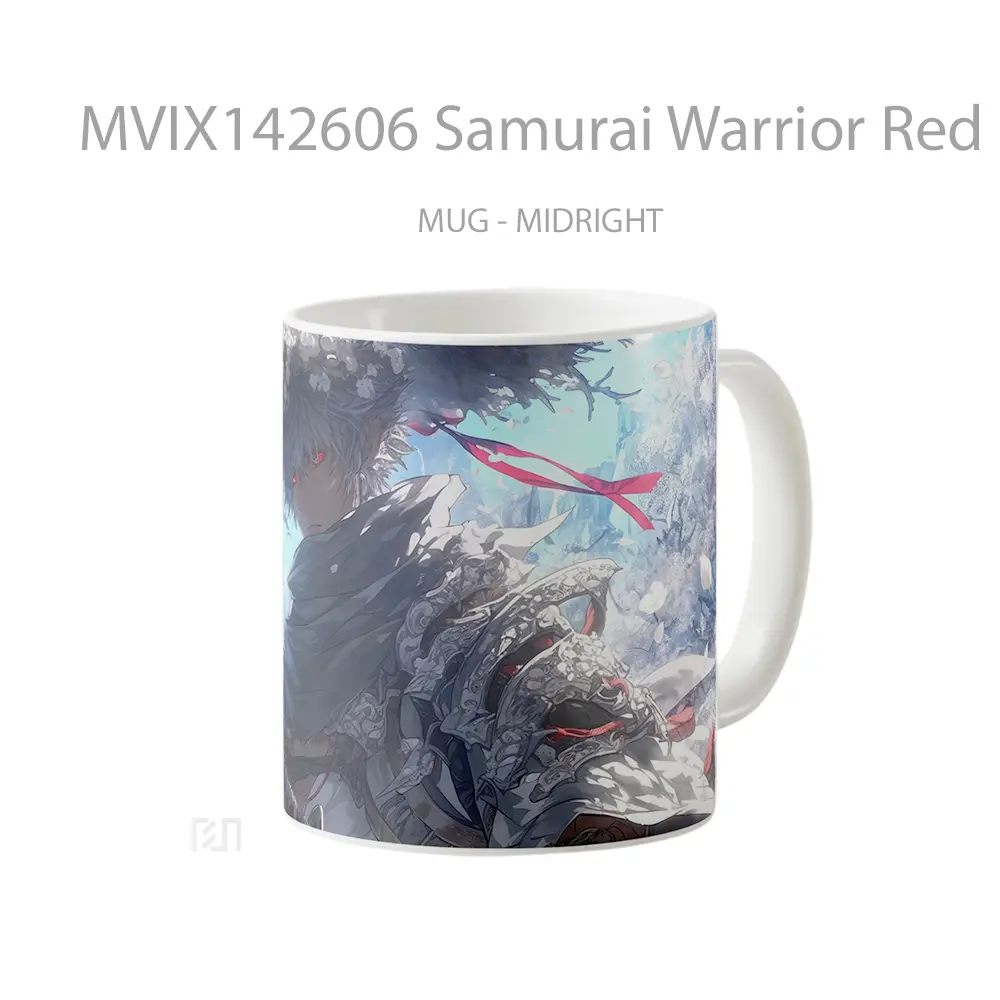 Mug Samurai Warrior Red Eyes Fantasy Gelas Keramik Unik - All-side / Desain