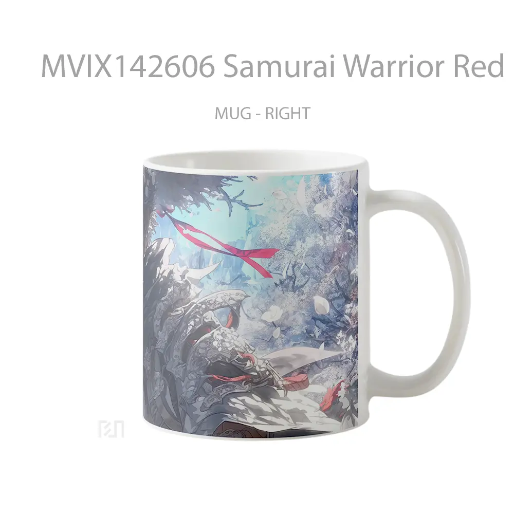 Mug Samurai Warrior Red Eyes Fantasy Gelas Keramik Unik - All-side / Desain