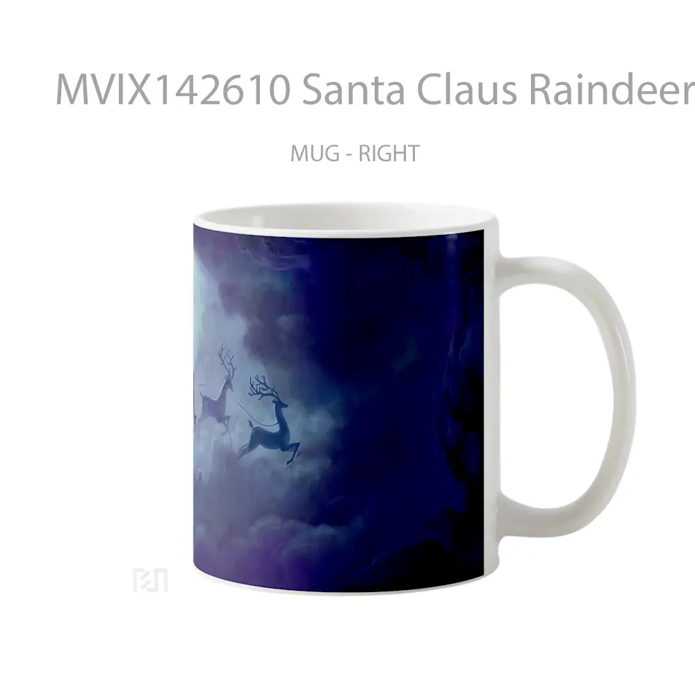 Mug Santa Claus Raindeer Sleigh Silhouette Christmas Gelas Keramik Unik - All-side / Desain