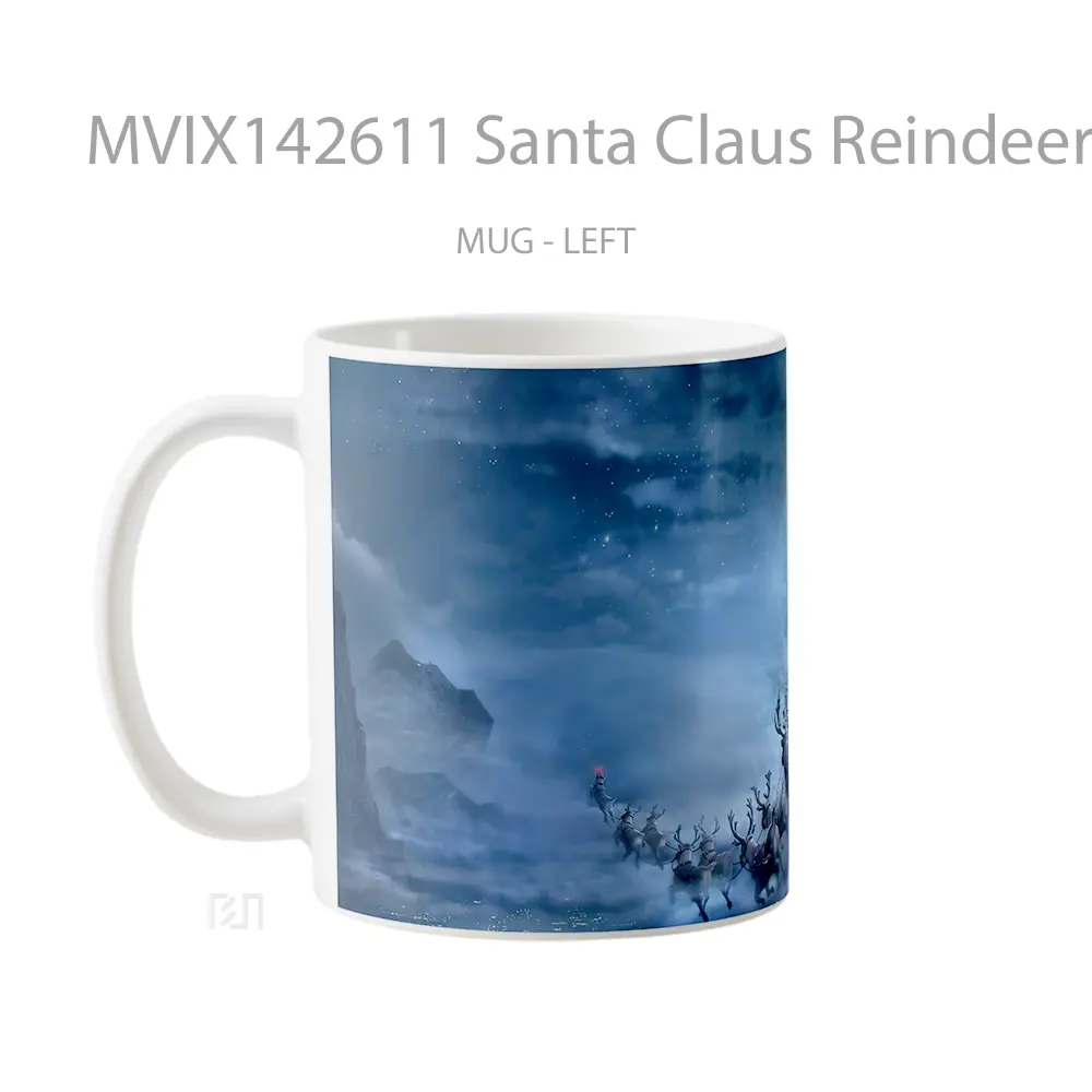 Mug Santa Claus Reindeer Sleigh Christmas Gift Gelas Keramik Unik - All-side / Desain
